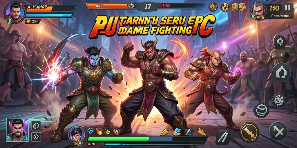 Tampilan screenshot game Fighting yang menampilkan aksi pertarungan yang intens.