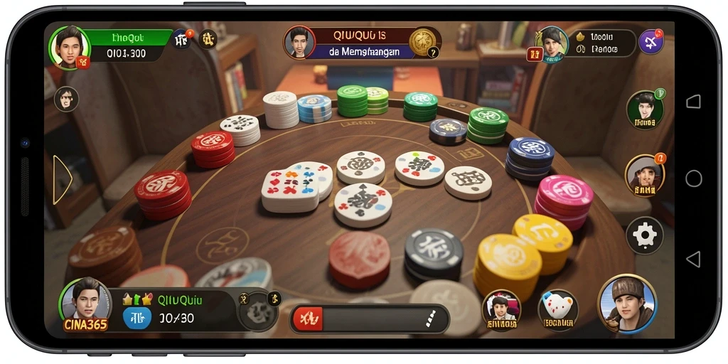 Tampilan gameplay QiuQiu yang menegangkan dan menarik.