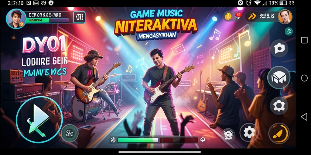 Screenshot gameplay DY01 menampilkan interaksi pemain dengan musik.