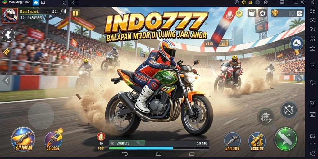 Tampilan gameplay mendebarkan dengan balapan motor yang seru.