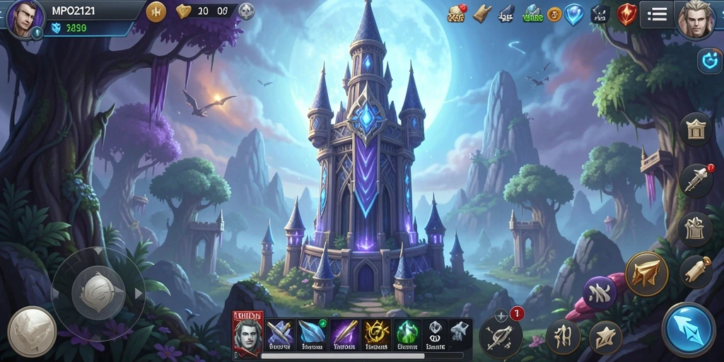 Tampilan gameplay menara pertahanan yang dinamis dan strategis.