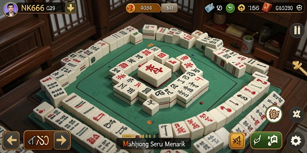 Gameplay NK666 menampilkan momen mendebarkan dalam permainan Mahjong.