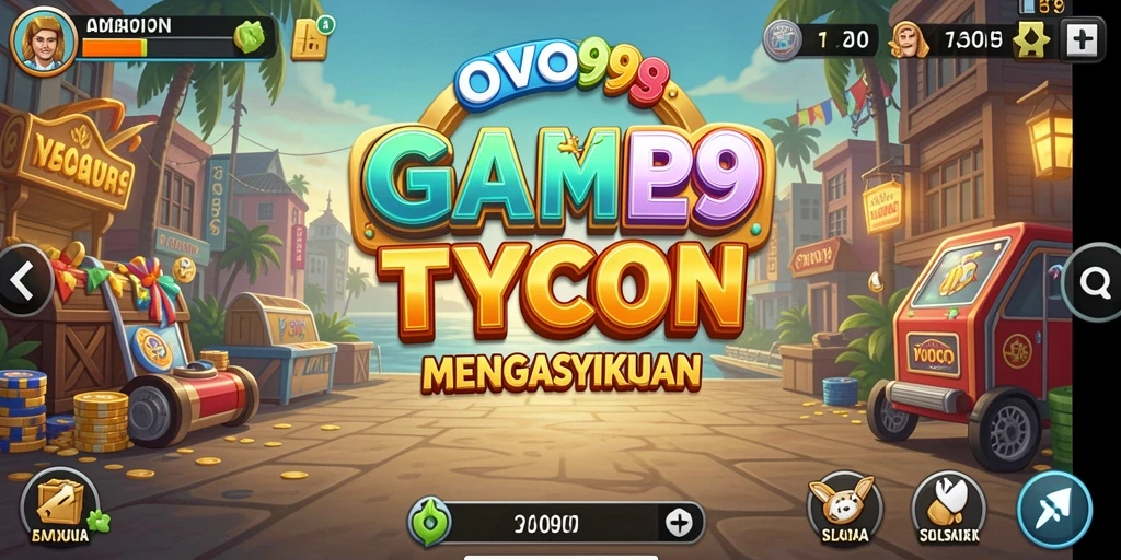 Screenshot OVO99 menampilkan gameplay seru dalam membangun bisnis Tycoon.