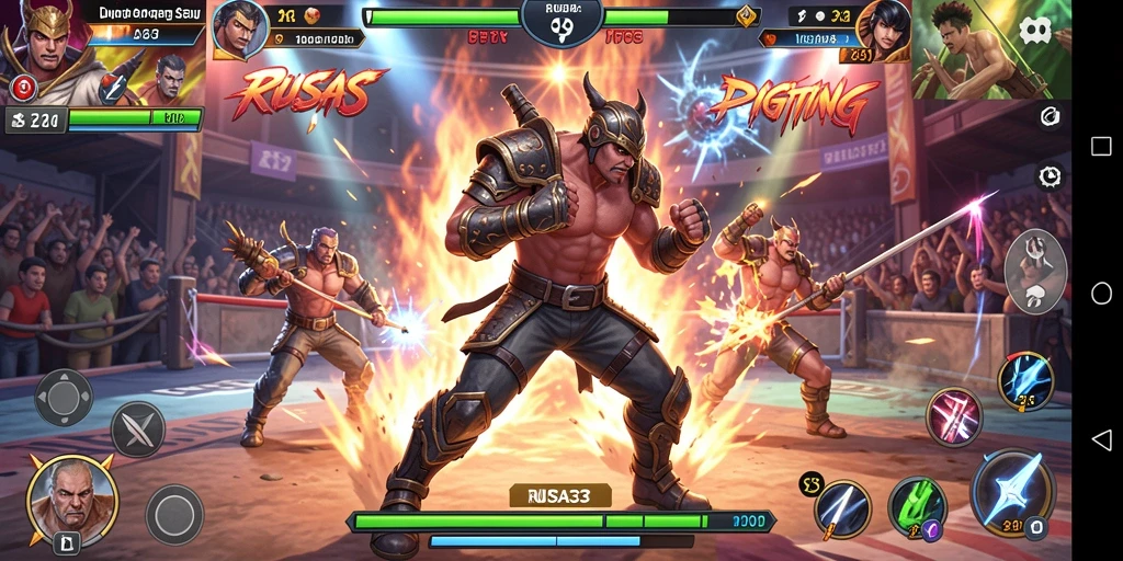 Gameplay seru RUSA33 dengan pertarungan mendebarkan antara karakter.