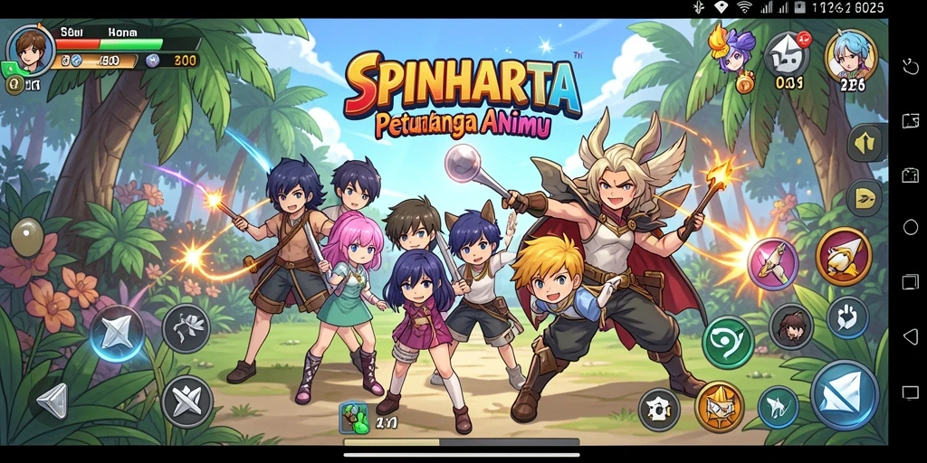 Tangkapan layar dari SPINHARTA menampilkan pertarungan seru dengan karakter anime.