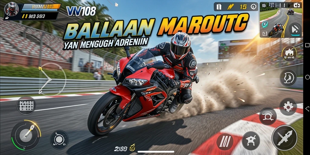 Tampilan gameplay VW108 dengan action balap motor yang menegangkan.