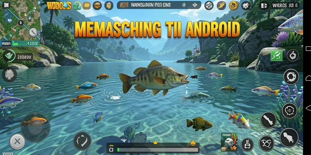 Screenshot gameplay WDBOS yang menunjukkan aktivitas memancing yang seru.